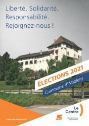 Elections communales 2021, flyers Le Centre Attalens, recto / FR